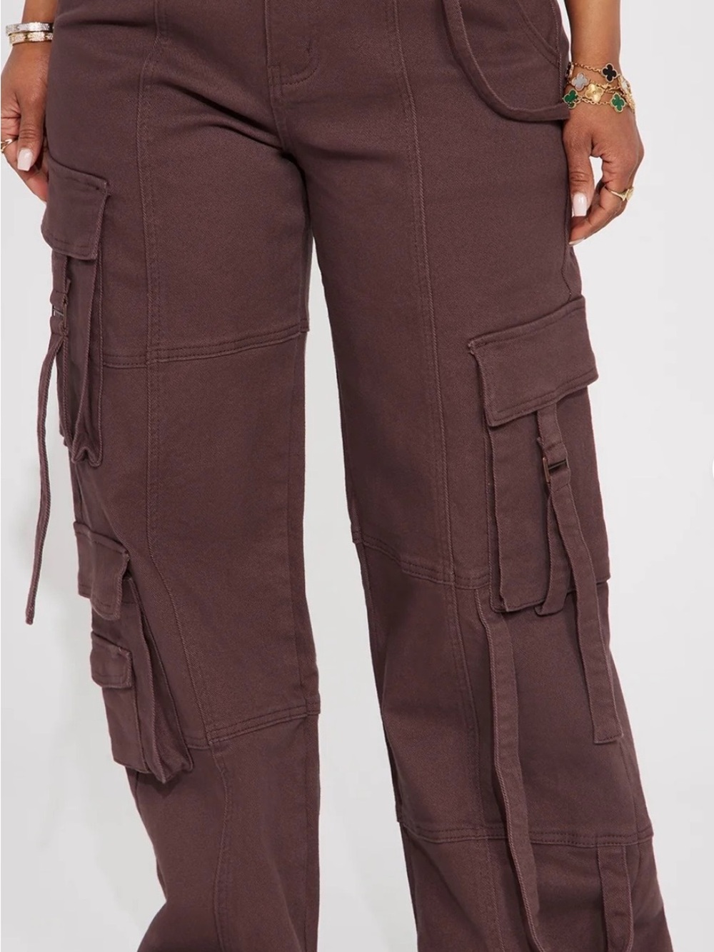 Fashion Nova Wide-Leg Cargo Pants in Brown - Picture 2 of 3